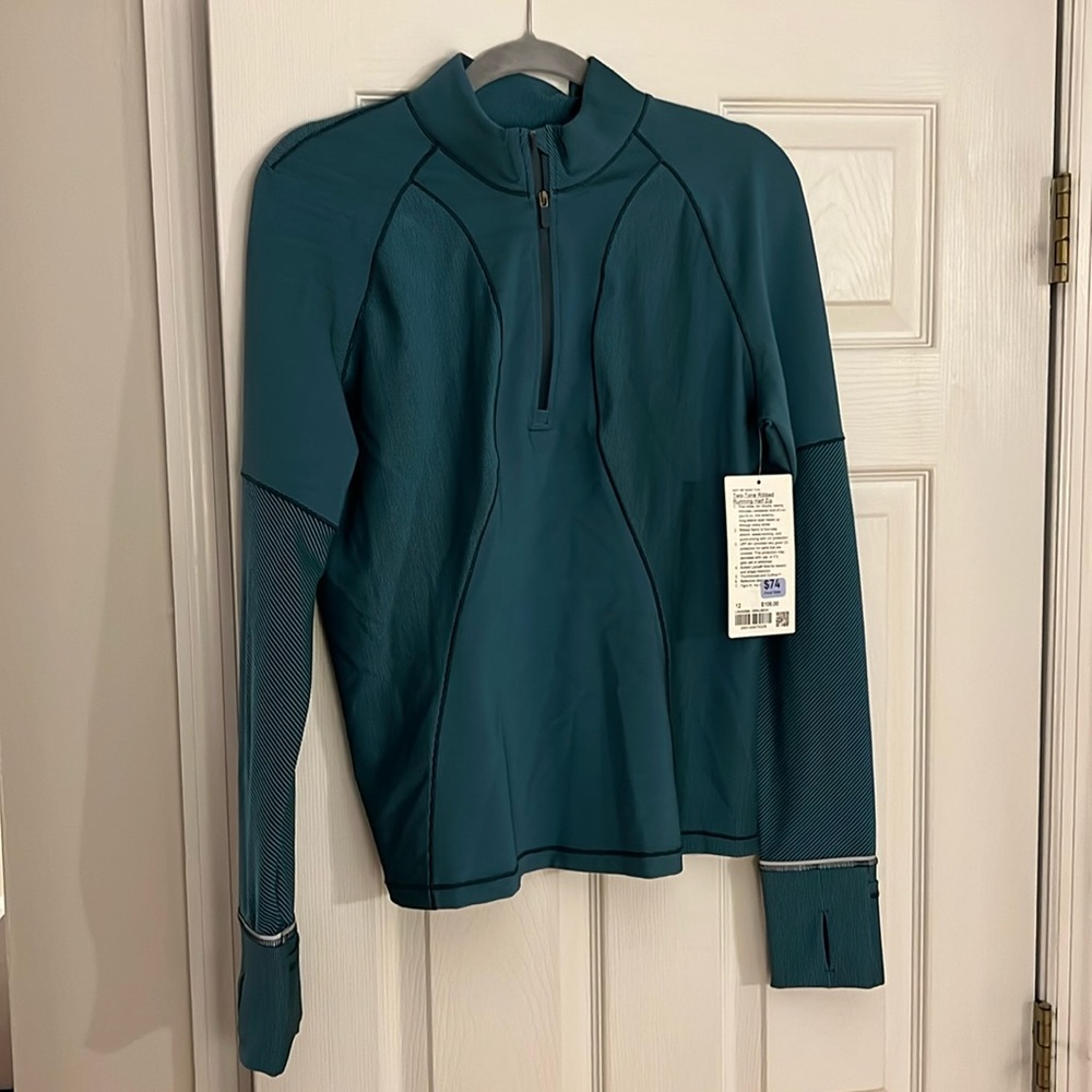 Lululemon “Two-tone ribbed running half zip”